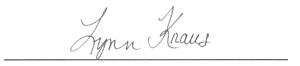 Lynn Kraus's Signature.