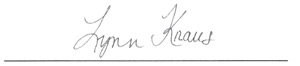 Lynn Kraus's Signature.