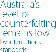 Australia's level of counterfeiting remains low by international standards