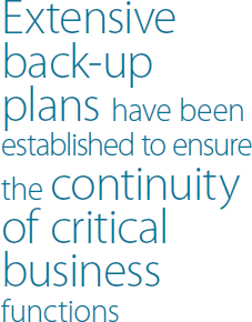 Extensive back.up plans have been established to ensure the continuity of critical business functions