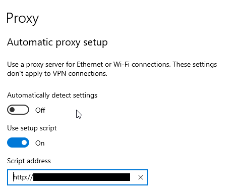 Microsoft Edge, Proxy Settings, Details